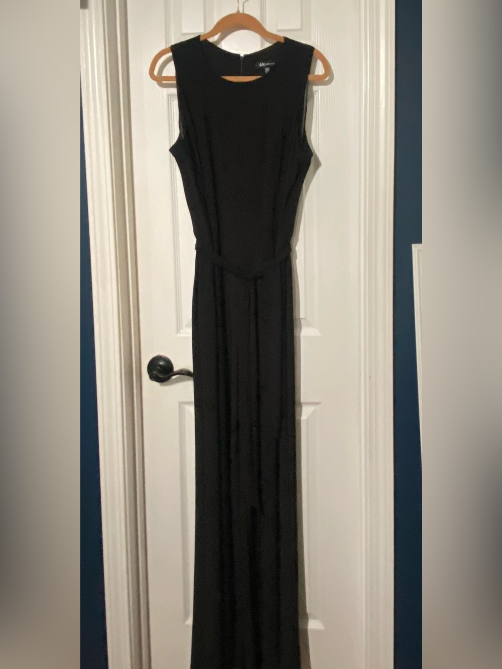 AK Anne Klein Sleeveless Wide Leg Jumpsuit Black Size 16 Zip Back